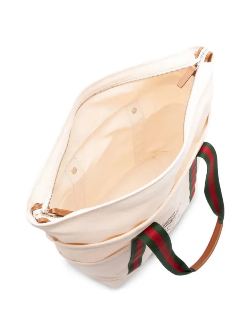 Gucci Canvas Tote with Red and Green Striped Handles